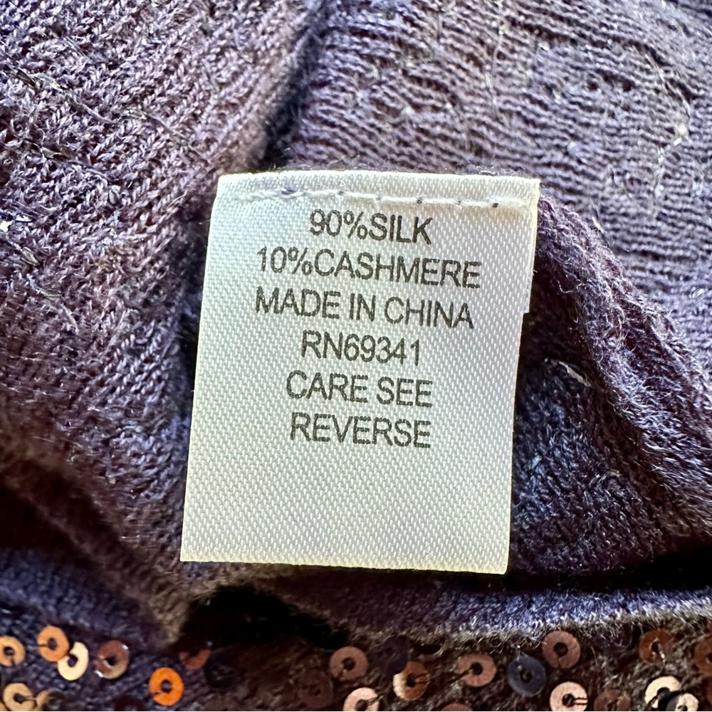 EUC! Boston Proper Silk Cashmere Blue Sequined Top - Picture 6 of 6